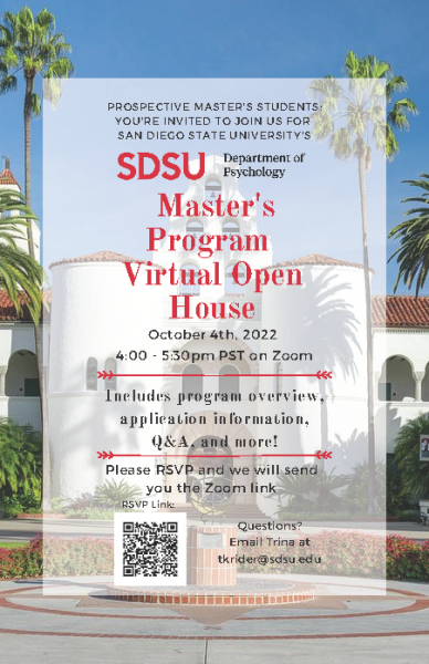 Photo SDSU Psych Masters Program Virtual Open House 2022