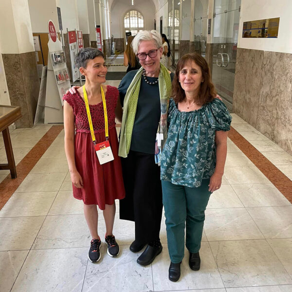 Dr.Alam, Dr.Friend, and Dr.Rosemberg pose in lobby.