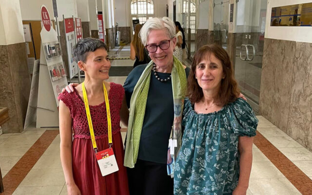 Dr.Alam, Dr.Friend, and Dr.Rosemberg pose in lobby.